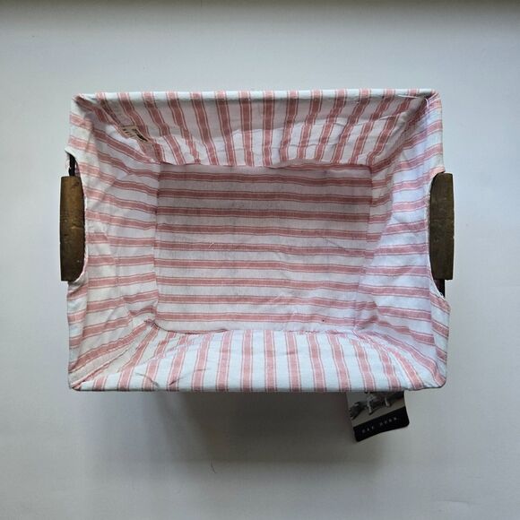 Rae Dunn Basket 11 x 9 Joyful Pink Striped Farmhouse Storage Organizer - Picture 3 of 5